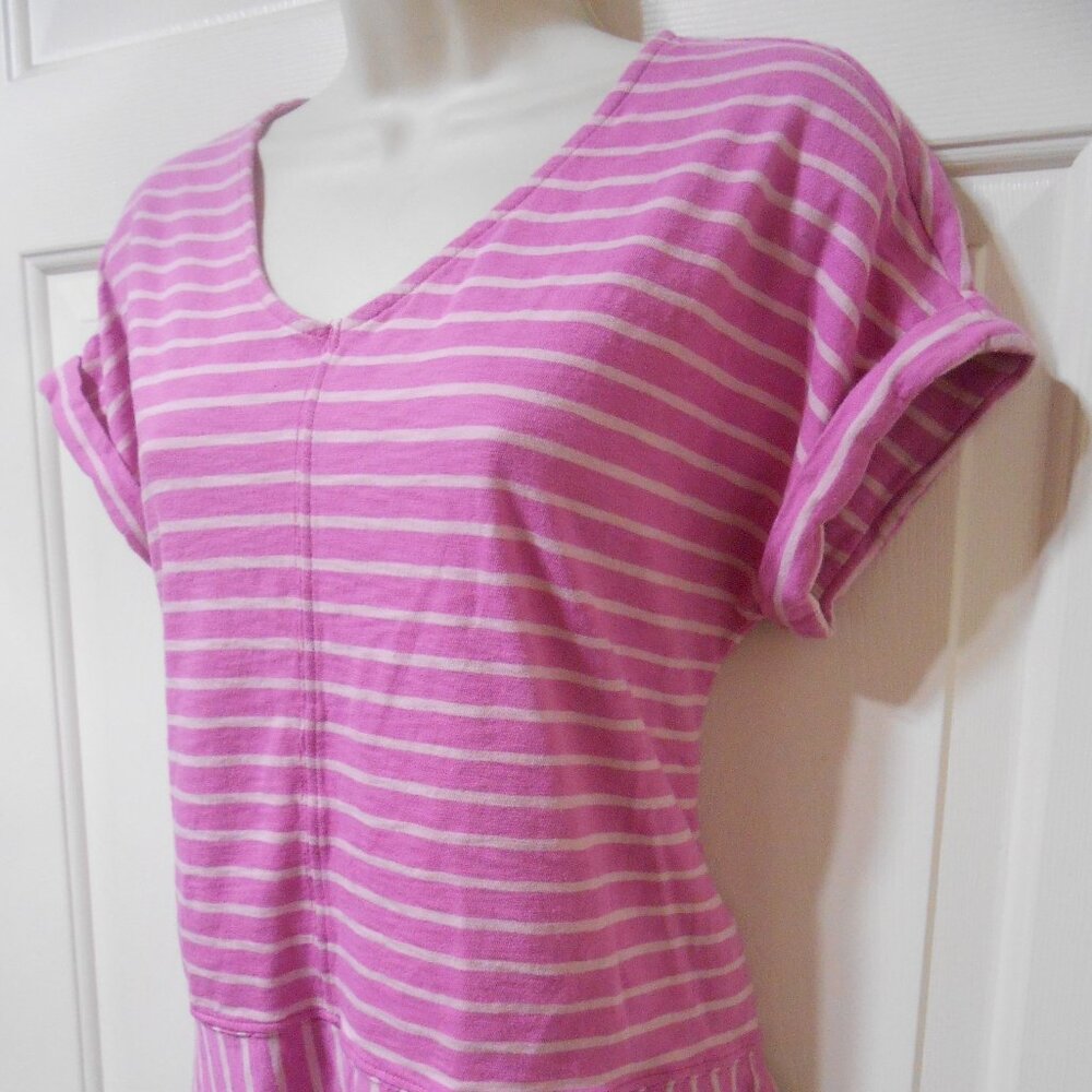 Soft Surroundings Bali Breeze Fuchsia Striped Shirt Top SZ Small Petite 👩 NICE